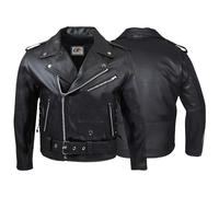 German Wear in pelle da motociclista con lacci laterali, Nero
