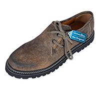 German Wear Scarpe da avena, originali, fatte a mano, in pelle scamosciata, con 2 lacci, Marrone antico, 46 EU
