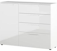 Germania Cassettiera 3554-84 GW-Sunnyvale, in bianco, frontale e ripiano superiore alta lucentezza, 135 x 107 x 40 cm (LxAxP)