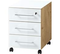 Germania Contenitore su ruote 4201-242 GW-Monteria, in rovere Navarra-Nb./bianco, chiudibile a chiave, 40 x 55 x 50 cm (LxAxP)