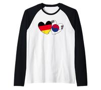 Germania Corea del Sud Bandiere Cuore Tedesco Corea Doppia Bandiera Maglia con Maniche Raglan