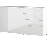 Germania Credenza 3559-84 GW-Sunnyvale, in bianco, frontale e ripiano superiore alta lucentezza, 186 x 107 x 40 cm (LxAxP)