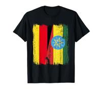 Germania Etiopia Mezza bandiera Radici etiopi tedesche Maglietta