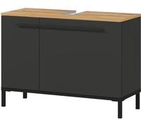 Germania Mobiletto 2670-549 GW-YONKERS, in repro grafite/rovere Navarra, con foro per sifone, 80 x 59 x 34 cm (LxAxP)