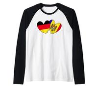 Germania Moldavia Cuore Bandiere Tedesco Moldavo Doppia Bandiera Maglia con Maniche Raglan