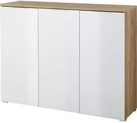 Germania Scarpiera 3935-242 GW-Telde, in rovere Navarra repro/bianco, frontali in vetro, 134 x 105 x 40 cm (LxAxP)
