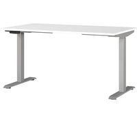 Germania Scrivania 7905-639, in bianco/argento, regolabile in altezza, 140 x 120 x 80 cm (LxAxP)