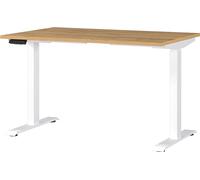 Germania Scrivania 7907-552, a Rovere di Grandson repro/Bianco, tel. regolabile in altezza, 120 x 120 x 80 cm (LxAxP)