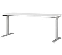 Germania Scrivania 7909-639, in bianco/argento, regolabile in altezza, 180 x 120 x 80 cm (LxAxP)