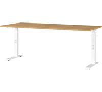 Germania Scrivania 7912-552, a Rovere di Grandson repro/Bianco, altezza media regolabile, 180 x 91 x 80 cm (LxAxP)