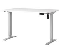 Germania Scrivania 8022-639, in bianco/argento, regolabile elettricamente in altezza, 120 x 119 x 80 cm (LxAxP)