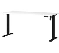 Germania Scrivania 8024-614, in bianco/nero, regolabile elettricamente in altezza, 160 x 119 x 80 cm (LxAxP)