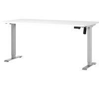 Germania Scrivania 8024-639, in bianco/argento, regolabile elettricamente in altezza, 160 x 119 x 80 cm (LxAxP)