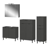 Germania Set da bagno in 4 pezzi 9923-547 GW-Arcena, in grafite, con piedini in metallo, 200 x 200 x 34 cm (LxAxP)