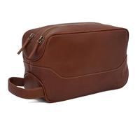 GERMANUS Beauty case Andreas in pelle, marrone, Beauty case con chiusura lampo
