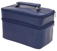 GERMANUS Borsa cosmetica fatta a mano Ina, beauty case e beauty case in pelle spessa, blu