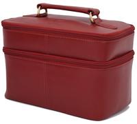 GERMANUS Borsa cosmetica fatta a mano Ina, beauty case e beauty case in pelle spessa, rosso