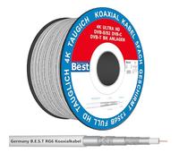 Germany B.e.s.t Cavo Coassiale 50 m, SAT | 4K Ultra HD | Classe A+ | Impianti DVB-S/S2 C T BK | 5 Schermati | 135 dB