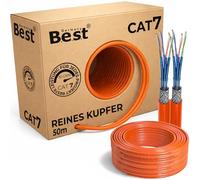 Germany B.e.s.t Cavo di rete duplex CAT 7, 50 m, in rame, LAN, cavo Ethernet, S/FTP, 10 Gbps, catat 7, in puro rame, cavo dati PoE+ LSZH