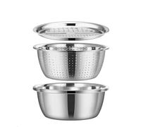 Germany Multifunctional Stainless Steel Basin-Stainless Steel Shredding & Drainage Chopping Basin 3 in 1 Kitchen Grater Set (#A)