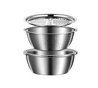 Germany Multifunctional Stainless Steel Basin - Stainless Steel Shredding & Drainage Chopping Basin, Graters Cheese Grater Salad Maker Bowl Drain Basins, Colander for Kitchen (11"/28cm)