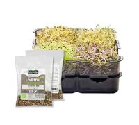 GermoglioSì STARTER KIT Germogliatore per Semi + 2 Confezioni in OMAGGIO di Mix di Semi da 32gr. Innovativo Professionale Multifunzione Brevettato a 2 vassoi
