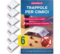 Gerobug Trappola per Cimici da Letto 6 Pezzi Efficaci Trappole Adesive con Forte