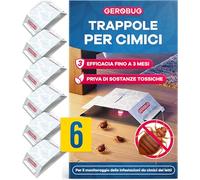 Gerobug Trappola per Cimici da Letto 6 Pezzi - Efficaci Trappole Adesive con Forte Attrattivo per la Rilevazione Precoce di Cimici da Letto - Monitoraggio senza Sostanze Chimiche & Immediatamente