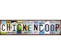 Geroclonup 10x40cm Divertente Pollo Coop Accessori Segni Casale Decorazione Della Parete Dell'annata Metallo di Stagno Segni Stradali Camera Casa Porta Decor