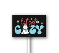 Geroclonup 20 x 30 cm Let Get Cozy Garden Stakes, cartello invernale da giardino in alluminio ornamenti natalizi paletti da cortile prato decorazione patio parete, porta d'ingresso, decorazioni per