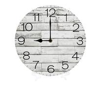 Geroclonup 25 cm Home Decor Retro grigio orologio da parete in legno non ticchettio a batteria facile da leggere numeri arabi rotondi stile scoperto decorazione casa ufficio camera da letto soggiorno