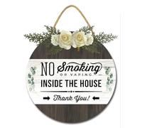 Geroclonup 28 cm, cartello con scritta "No Smoking or Vaping Inside The House", per porta d'ingresso, portico, rustico, da appendere, in legno di eucalipto, decorazione da parete per soggiorno,