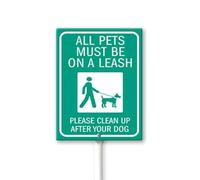 Geroclonup All Pets Must Be On A Leash cartelli per cortile con paletto, robusto cartello in alluminio antiruggine, cartello decorativo per cacca di cane, per cortile, giardino, prato esterno 20,3 x