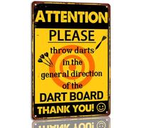 Geroclonup Attenzione! Please Throw Darts In The General Direction Of The Dart Board Thank You, targa in latta con scritta "Man Cave Bar", decorazione da parete in metallo, dimensioni: 30 x 40 cm