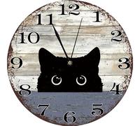 Geroclonup Bellissimo orologio da parete con design gatto, funzionamento a batteria, silenzioso, senza ticchettio, orologio rotondo vintage decorativo per casa, cucina, soggiorno, ufficio, bagno