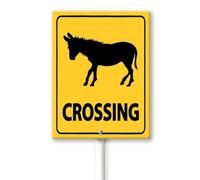 Geroclonup Cartello con asino incrociato con palo in metallo, 20,3 x 30,5 cm, cartello in alluminio robusto per uso esterno, impermeabile, decorazione per esterni, per prato, cortile, giardino