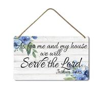 Geroclonup Cartello con dedica della Bibbia As for Me and My House We Will Serve The Lord, 20 x 30 cm, in legno, stile rustico, decorazione per la casa, casa, sala da pranzo, camera da letto