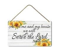 Geroclonup Cartello con dedica della Bibbia As for Me and My House We Will Serve The Lord, 20 x 30 cm, in legno, stile rustico, decorazione per la casa, casa, sala da pranzo, camera da letto