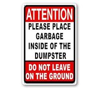 Geroclonup Cartello con scritta "Please Place Garbage Inside of Dumpster Do Not Leave On Ground Sign Trash Disposal Rules" 14 x 20 cm, in alluminio, antiruggine, decorazione da parete per interni ed