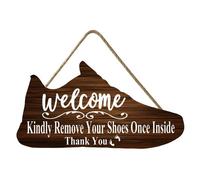 Geroclonup Cartello con scritta "Welcome Kindly Remove Your Shoes Once Inside Remove Shoes Remove Shoes Remove Shoes Sign for Front Door 15 x 30 cm Farmhouse Wooden Wall Hanging Signs for Home Office