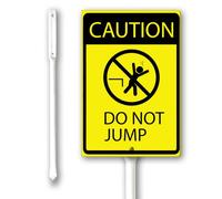 Geroclonup Cartello da cortile Caution Do Not Jump Segnali da cortile con paletto robusto 17,5 x 22 cm in alluminio antiruggine Privacy per prato decorazione da giardino, facile da installare, uso