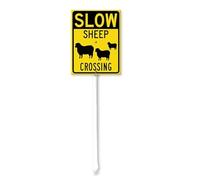 Geroclonup Cartello da cortile Sheep Crossing Sign con paletto 20 x 30 cm in alluminio decorazione esterna cartello antiruggine robusto cartello in alluminio per uso esterno facile da installare set