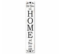 Geroclonup Cartello di benvenuto verticale per porta d'ingresso God Bless Our Home Portico Sign 20 x 120 cm Cartello verticale in legno, decorazione per interni della casa, decorazione da parete,