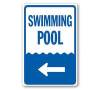 Geroclonup Cartello direzionale per piscina, con freccia sinistra, 20 x 30 cm, in alluminio, antiruggine, decorazione da parete in metallo, resistente alle intemperie, per interni ed esterni