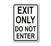 Geroclonup Cartello in alluminio antiruggine con scritta "Exit Only Do Not Enter", 14 x 20 cm, decorazione da parete in metallo, per interni ed esterni