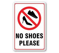 Geroclonup Cartello in alluminio antiruggine con scritta "No Shoes", 20 x 30 cm, decorazione da parete in metallo, resistente alle intemperie, per interni ed esterni