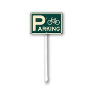 Geroclonup Cartello per parcheggio con bicicletta, con paletto, 20 x 30 cm, cartello in alluminio robusto per uso esterno, impermeabile, decorazione per esterni, per prato, cortile, giardino
