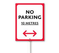 Geroclonup Cartello stradale "No Parking", 10 m, con paletto, 20,3 x 30,5 cm, in alluminio, antiruggine, per esterni, per cortile, giardino, prato, strada, esterni