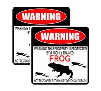 Geroclonup Confezione da 2 cartelli Beware of Frog 30 x 30 cm, in alluminio antiruggine, resistenti alle intemperie, impermeabili, divertenti segnali di avvertimento per esterni, cortile, interni e