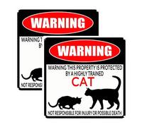 Geroclonup Confezione da 2 cartelli con scritta "Beware of Cat", 30 x 30 cm, in alluminio antiruggine, resistenti alle intemperie, impermeabili, divertenti segnali di avvertimento per esterni, cortile